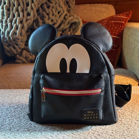 Disney Mickey Mouse Black and White Backpack - Picture 1 of 14